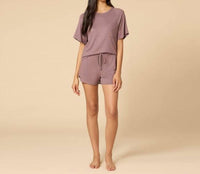 SOFTiES Dream Slouchy Tee Top With Shorts Lounge Set in driftwood - women's sleepwear