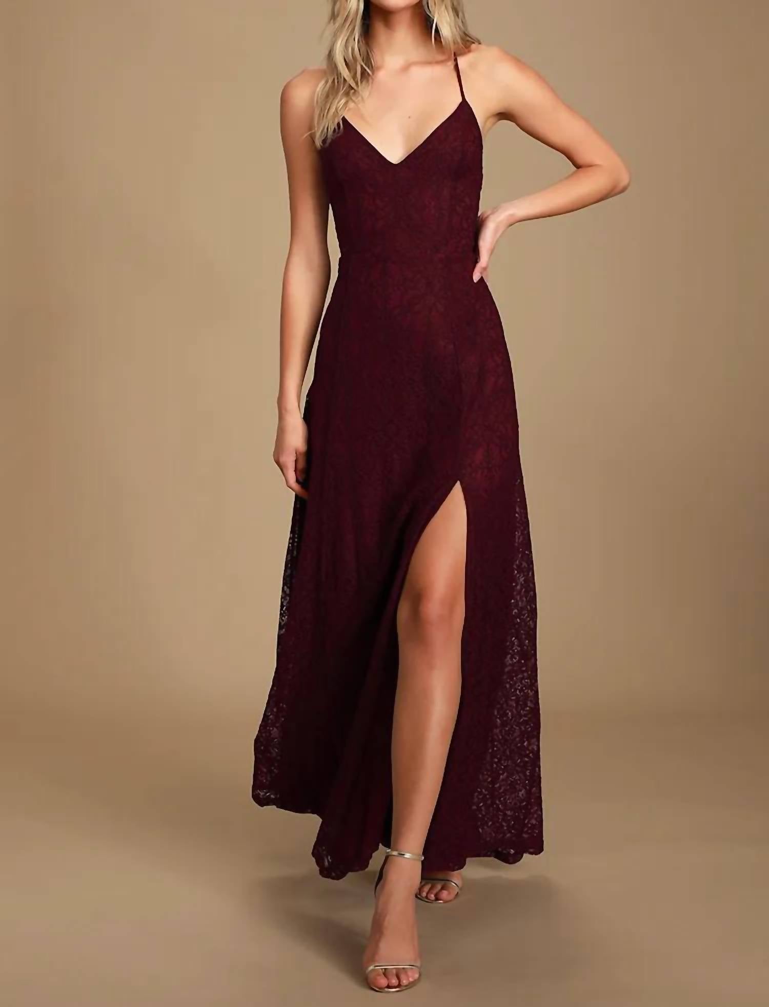 Lulus - Women's Destinee Lace Sleeveless Maxi Dress