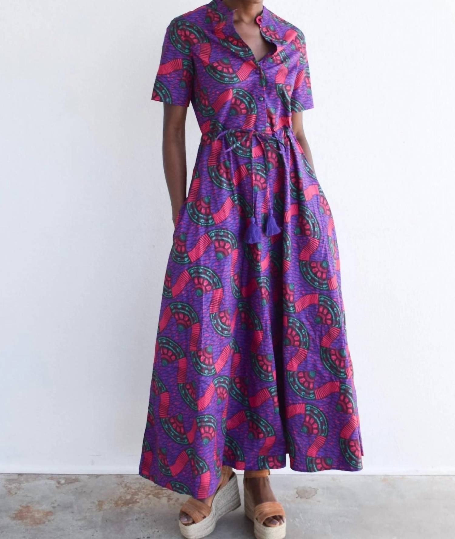 Never a Wallflower Kelli Short Sleeve Maxi Dress in ruby wax - women's dress