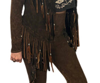 Pat Dahnke - Women's Short V Back Fringed And Feathered Jacket