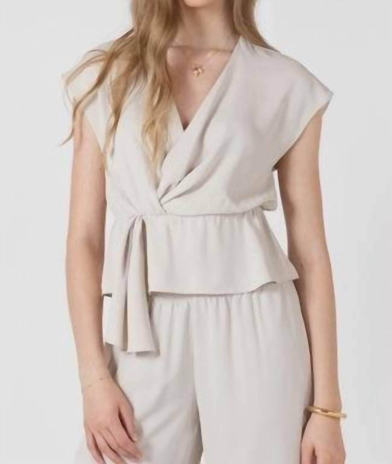 Dex Clothing Drapey Wrap Top in pearl - women's blouse
