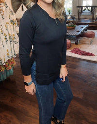 Daph - Pima Cotton V-neck Sweater