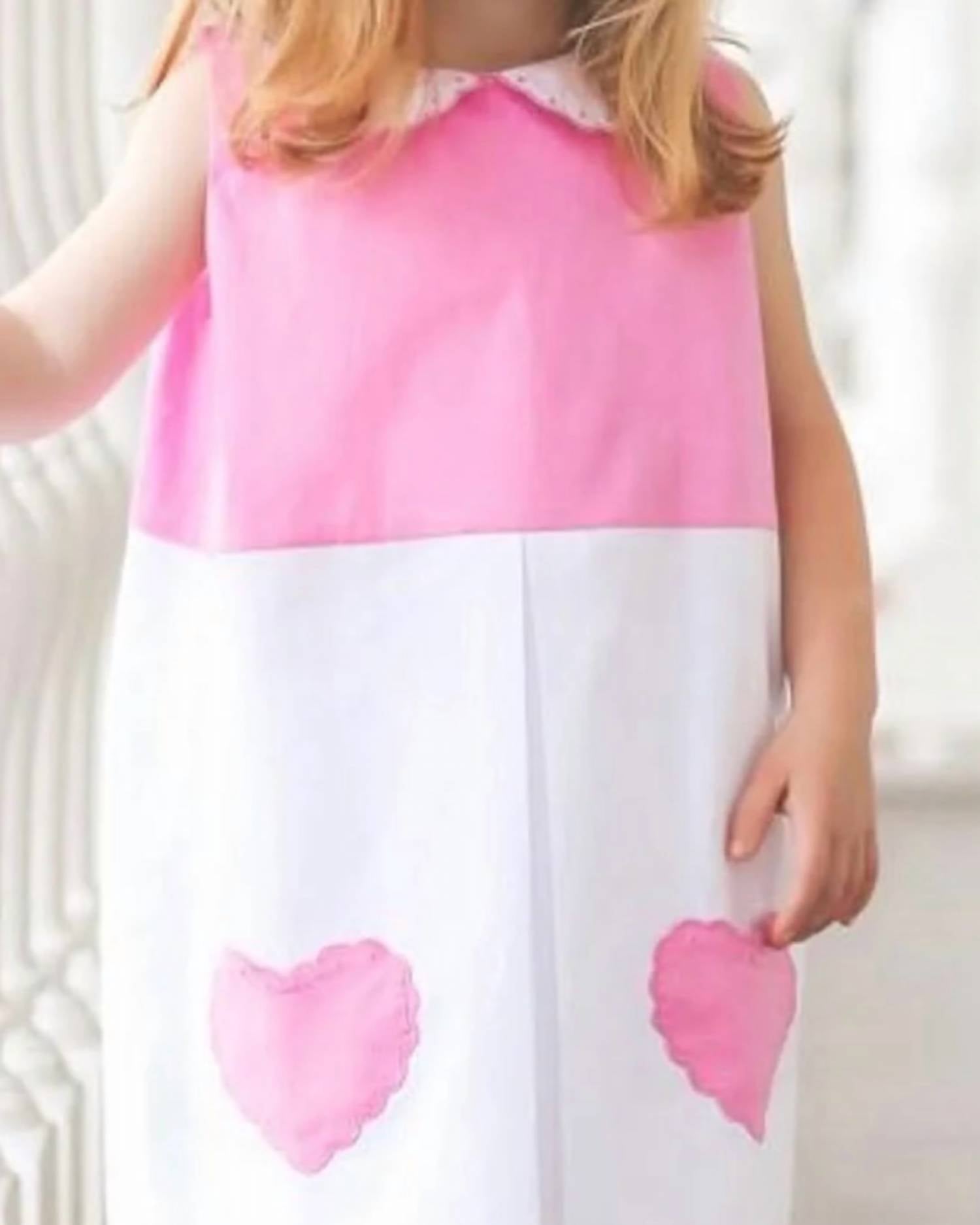 THE PROPER PEONY Valentine Heart Dress in pink white - kids' dress - detail view