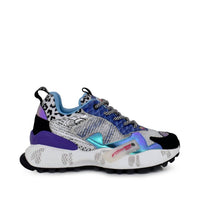 Renato Garini Women's Round Toe Pattern Sneaker in blue multi - women's sneaker