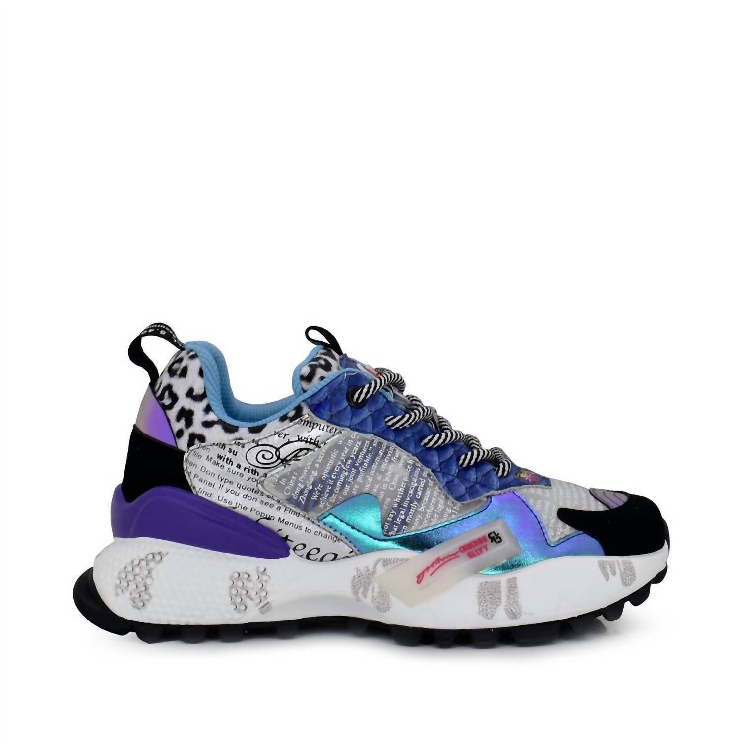 Renato Garini Women's Round Toe Pattern Sneaker in blue multi - women's sneaker