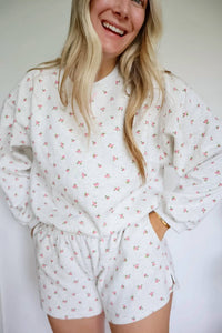 The Greii - Women's Maggie Floral Sweatshirt And Shorts Loungewear Set