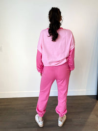 Little Daisy Closet - Ivy Contrast Patchwork Pullover & Jogger Set