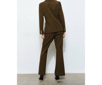 INA Fashion Button Double-Breasted Tailored Blazer in dark olive - women's jacket - view 4