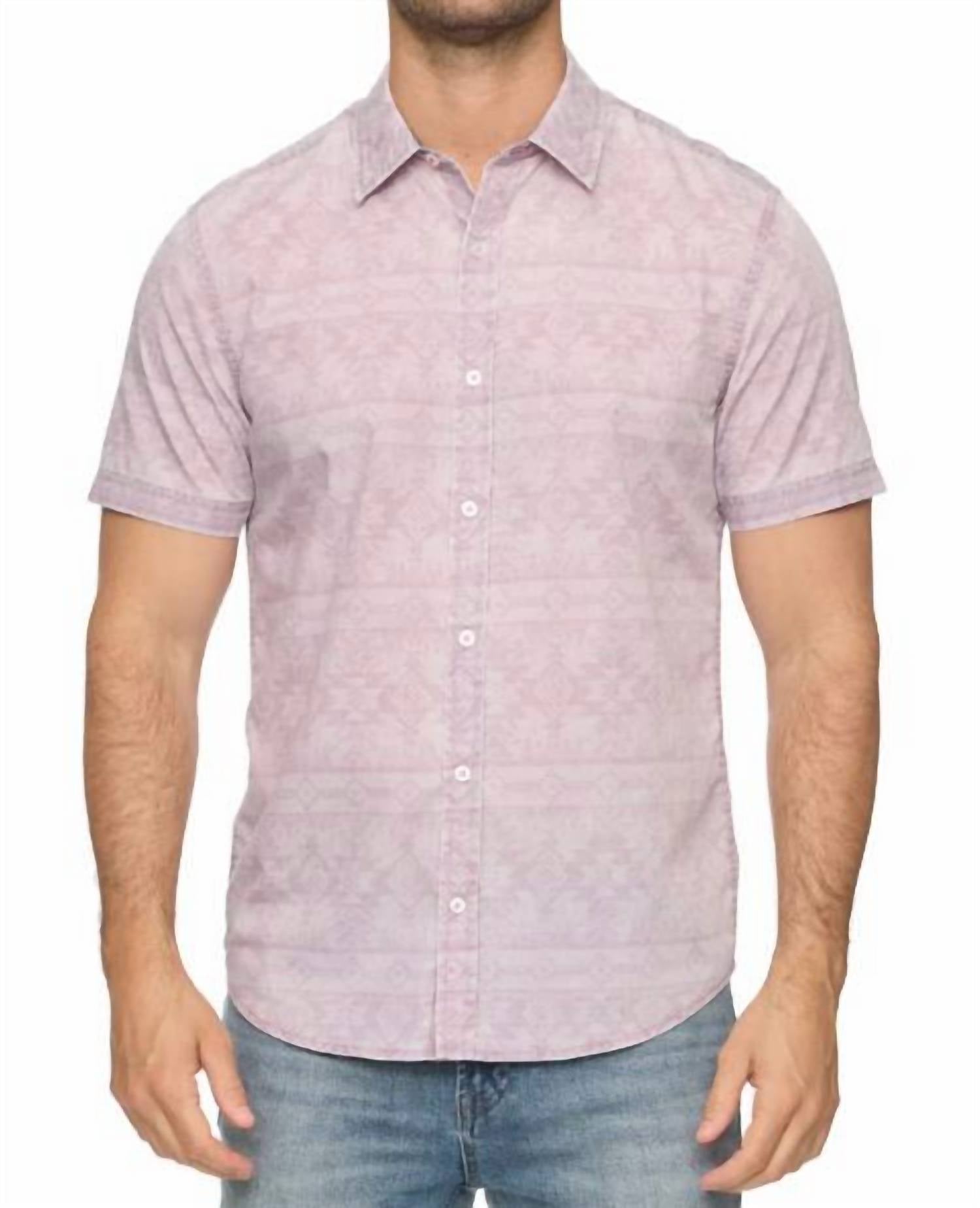 Flags & Anthem Gaston Short Sleeve Southwest Print Vintage Soft Shirt in pink - men's shirt