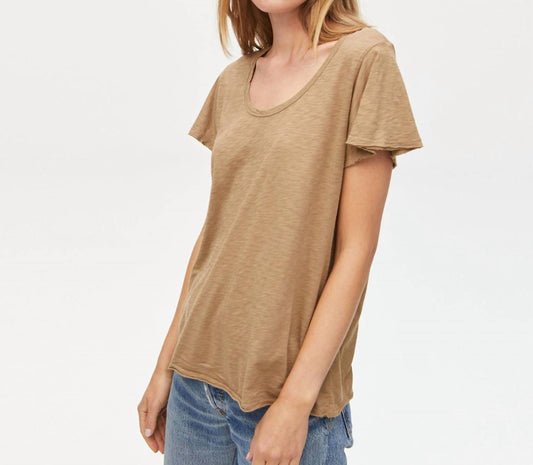 Jana Scoop Neck Flutter Sleeve Top