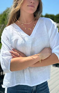 Made In Italy - Courtney Linen Elbow Sleeve Top