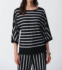 Joseph Ribkoff - Silky Knit Stripe Print Fitted Top