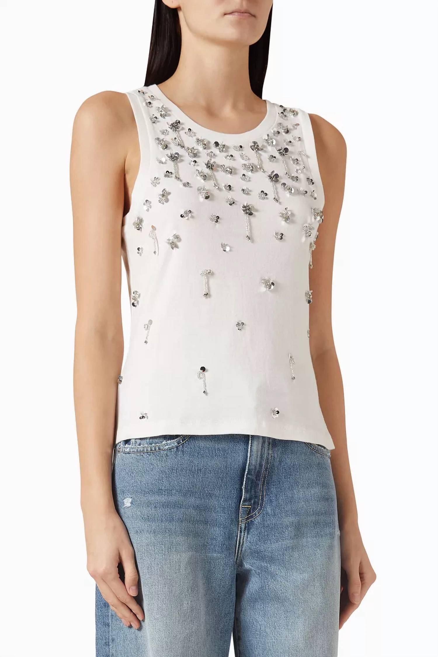 SIMKHAI Alistair Tank Top in white - women's tank top - alternate view