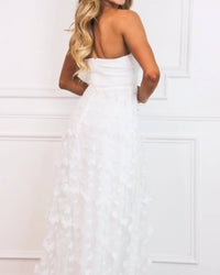 Maniju - Butterfly Kisses Strapless Applique Maxi Dress
