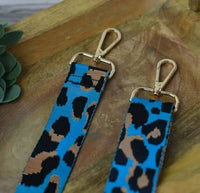 Lauren Lane - Women's Leopard Print Woven Guitar Crossbody Bag Strap