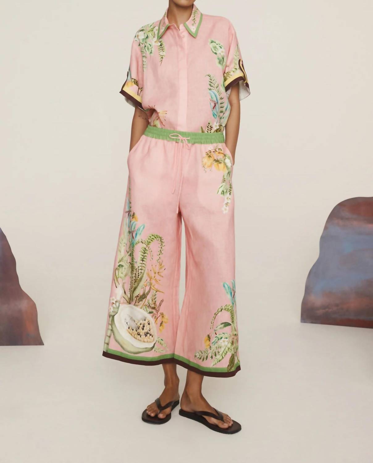 Alemais - Papaya Cropped Wide Leg Pant