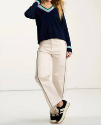 Lisa Todd - Textured Mixed V-neck Long Sleeve Sweater