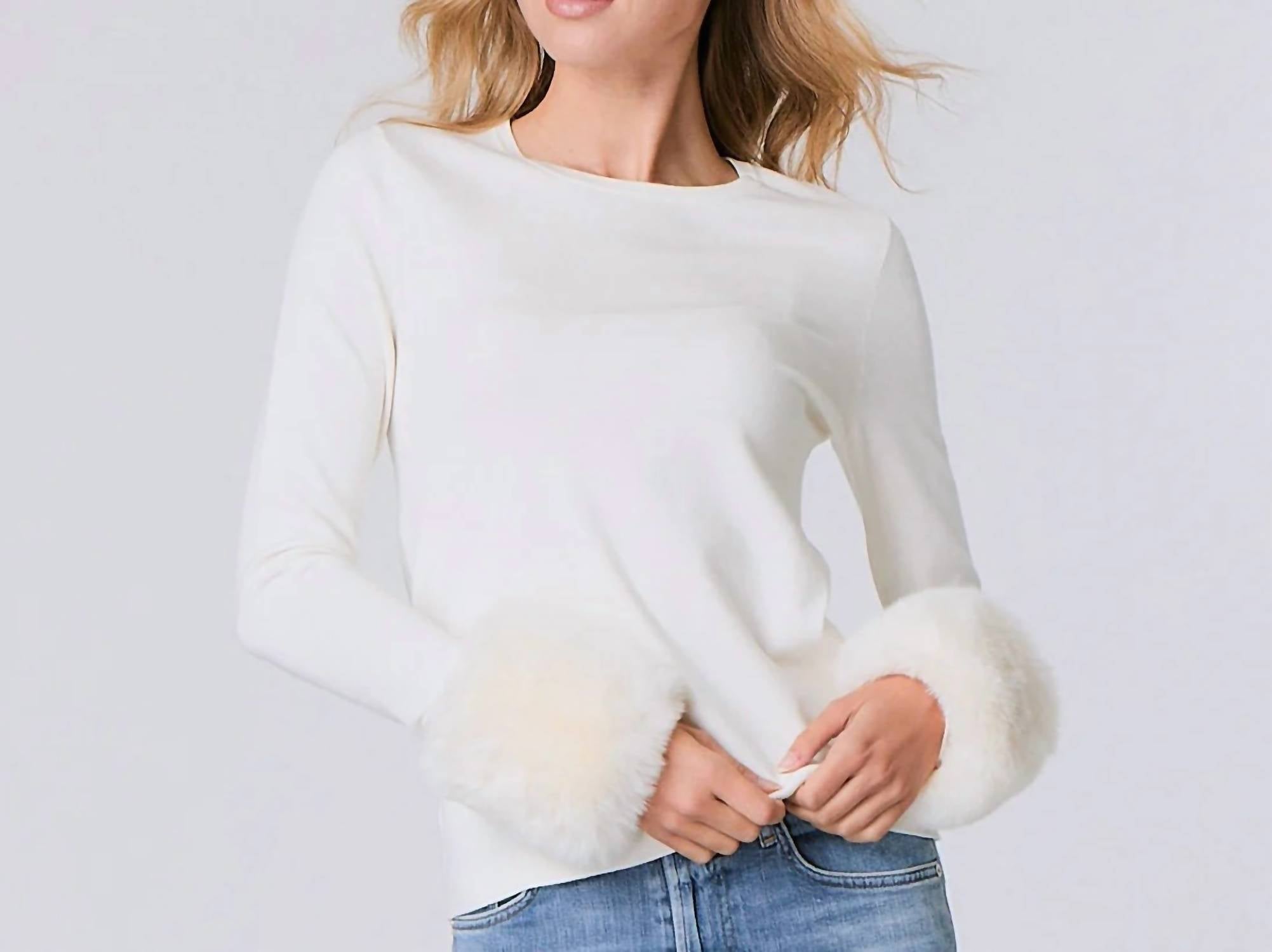 J. Society - Fur Cuffs Crew Sweater