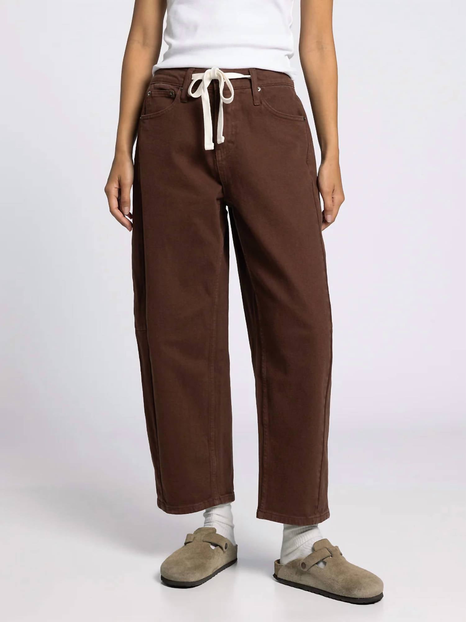 Thread & Supply Anees Barrel Pant in coffee - women's pants - detail view