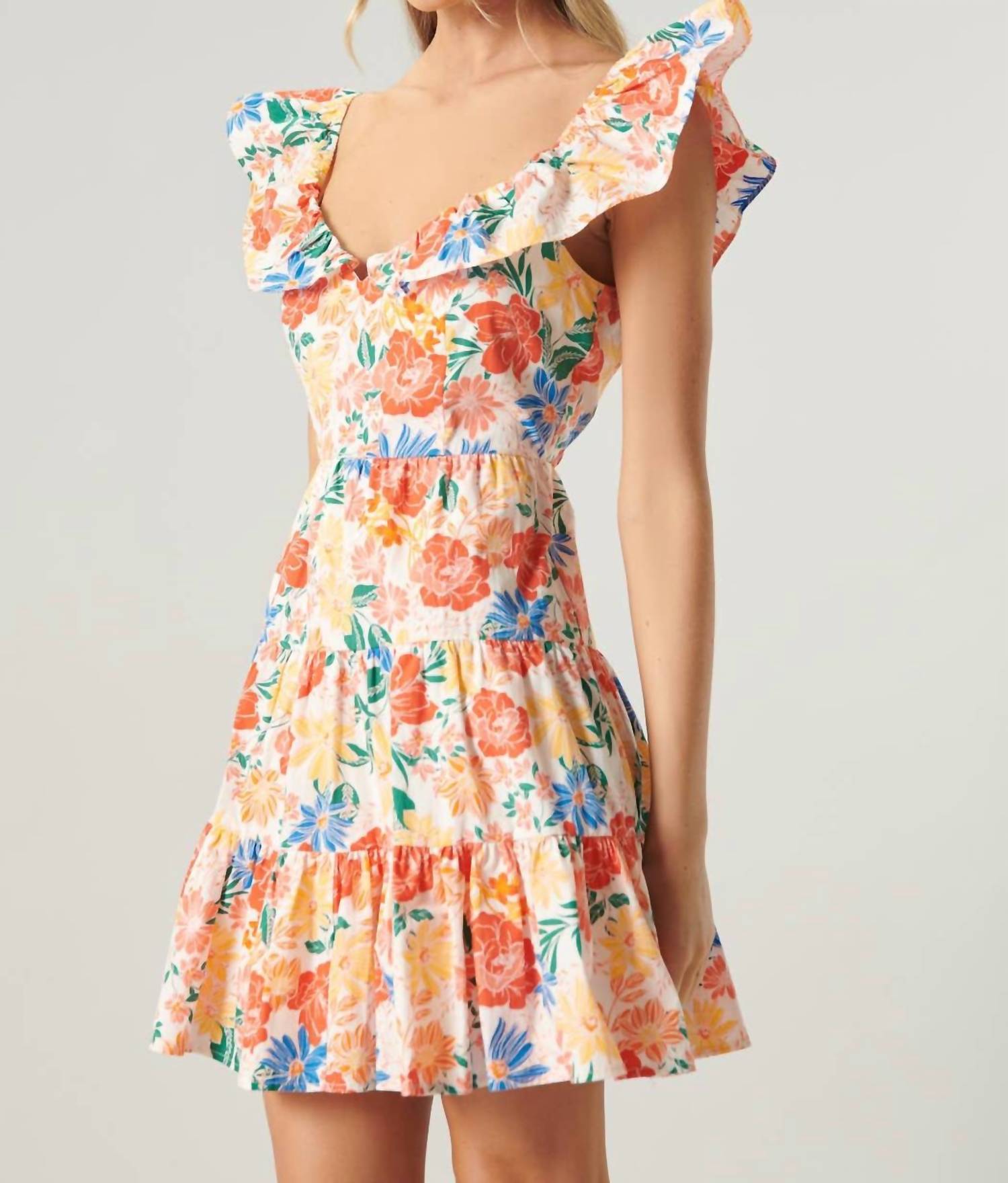 Sugarlips - Saint Lucia Floral Sweetheart Ruffle Mini Dress