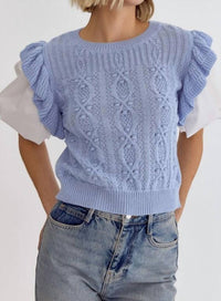 entro Sweet Sweater Top in icy blue - women's sweater