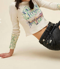 Daydreamer - Elton John Floral Pointelle Long Sleeve Top
