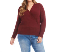 Karen Kane Wrap Sweater - Plus in wine - women's sweater