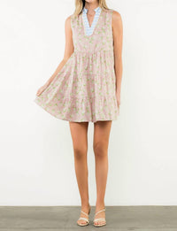 THML Sleeveless Flower Dress in beige - women's dress