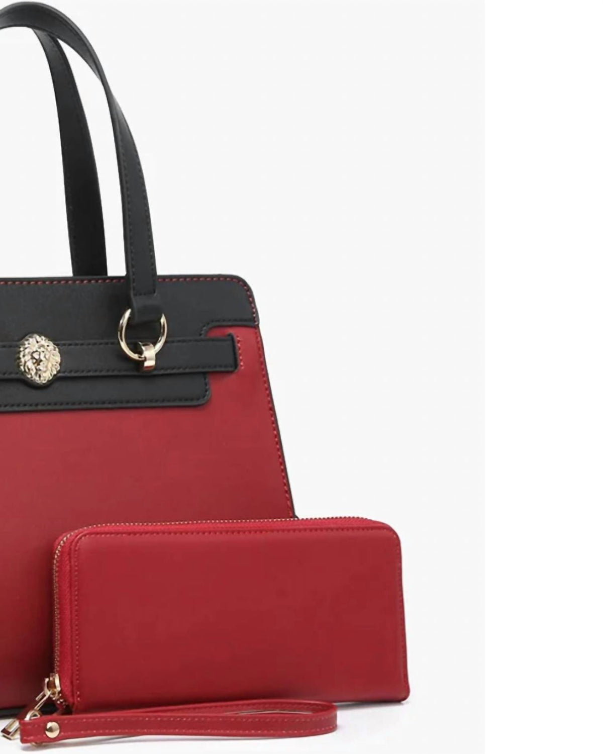 Jen & Co. - Women's Lexie Two-tone Vegan Leather Satchel Bag With Wallet