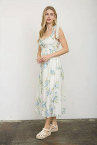 Blu Pepper - Tulah Floral Tie Strap Tiered Midi Dress