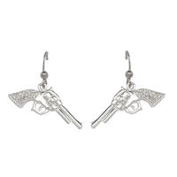 Montana Silversmiths Women's Pistols Rhinestone Handle Drop Earrings in silver - women's jewelry