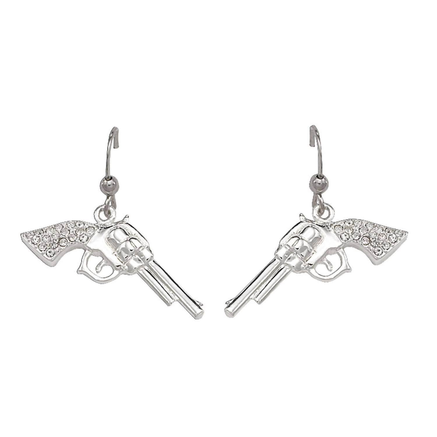 Montana Silversmiths Women's Pistols Rhinestone Handle Drop Earrings in silver - women's jewelry
