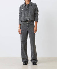 Suncoo - Leopard Print Carbon Wide Leg Jeans