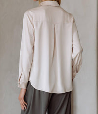 Skies Are Blue - Classic Satin Button Up Blouse