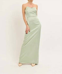 Lena - Strapless Asymmetrical Satin Maxi Dress