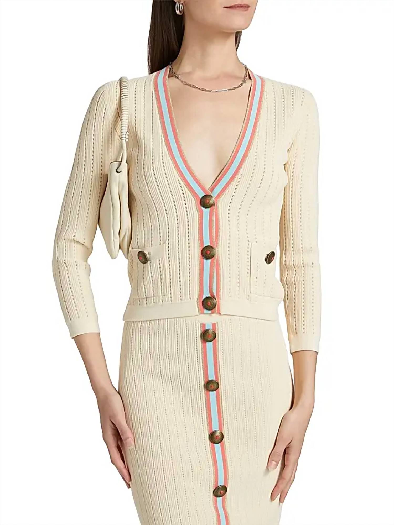 L'Agence - Irvin Pointelle Cropped Cardigan