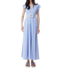 Theo The Label - Beaded Belt V-neck Shirtdress