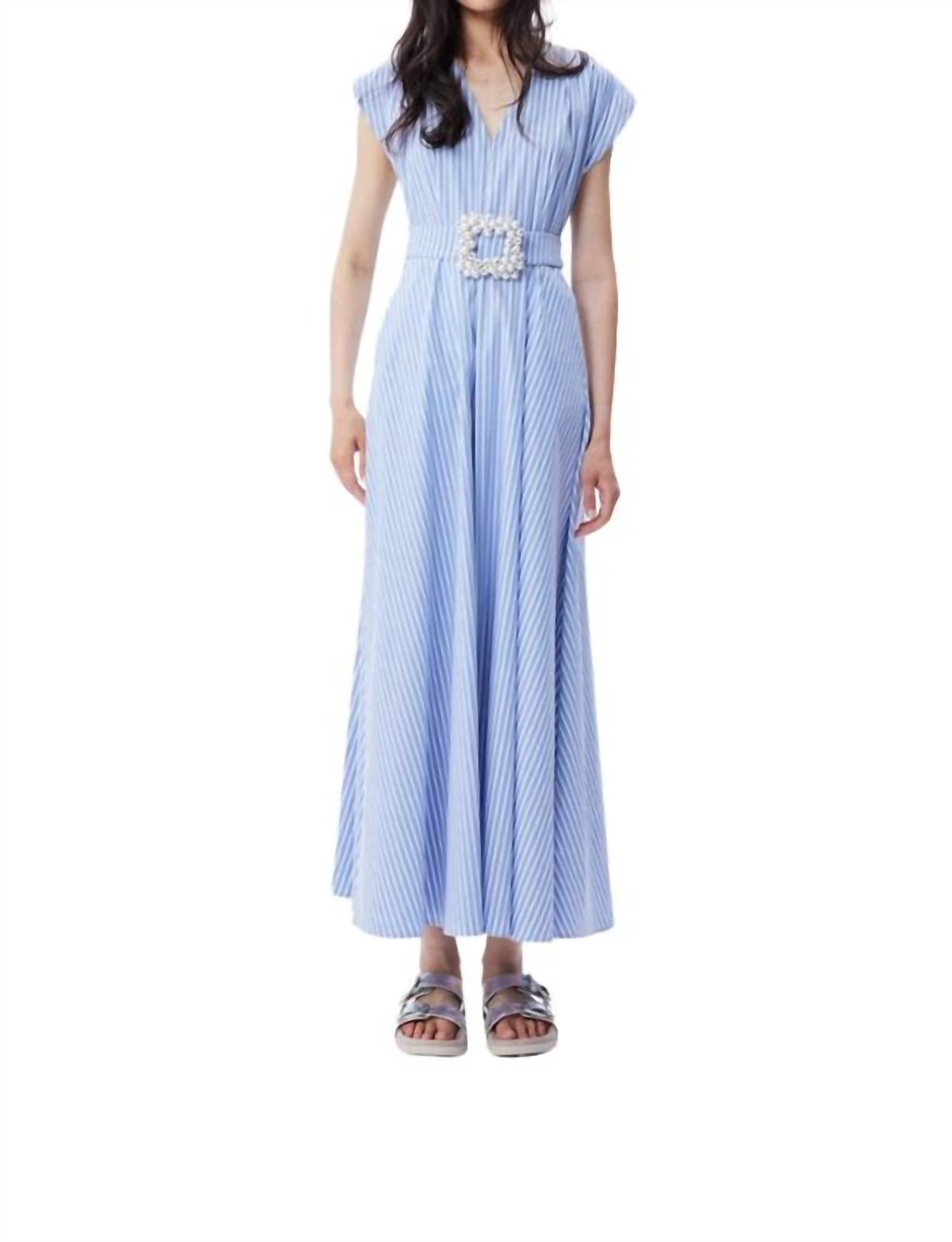 Theo The Label - Beaded Belt V-neck Shirtdress