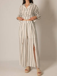 P.Cill - Linen Striped Wide Leg Pants