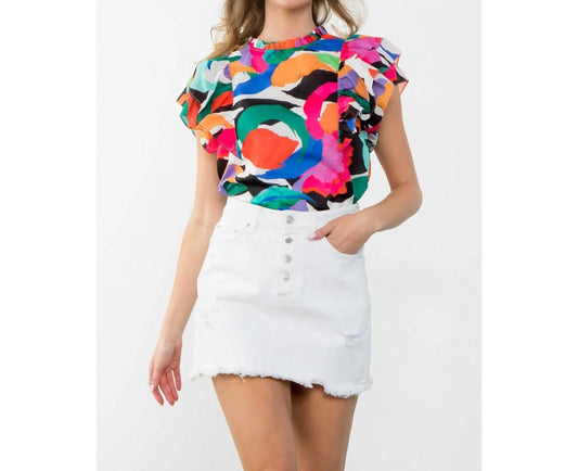 Thml - Flutter Sleeve Printed Top