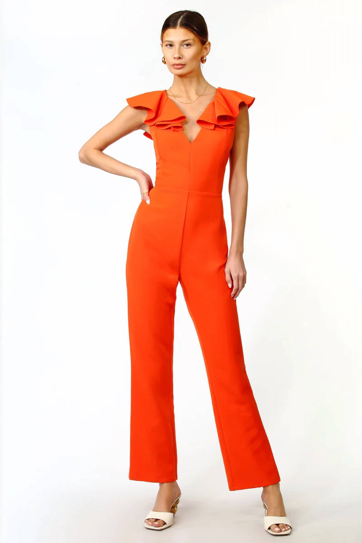 Adelyn Rae - Ruffled Crepe Jumpsuit