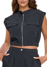 Milk & Honey - Short Sleeve Vest Top With Rolled Up Short Set