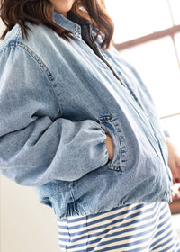 Blanknyc - Bottomless Brunch Denim Bomber Jacket