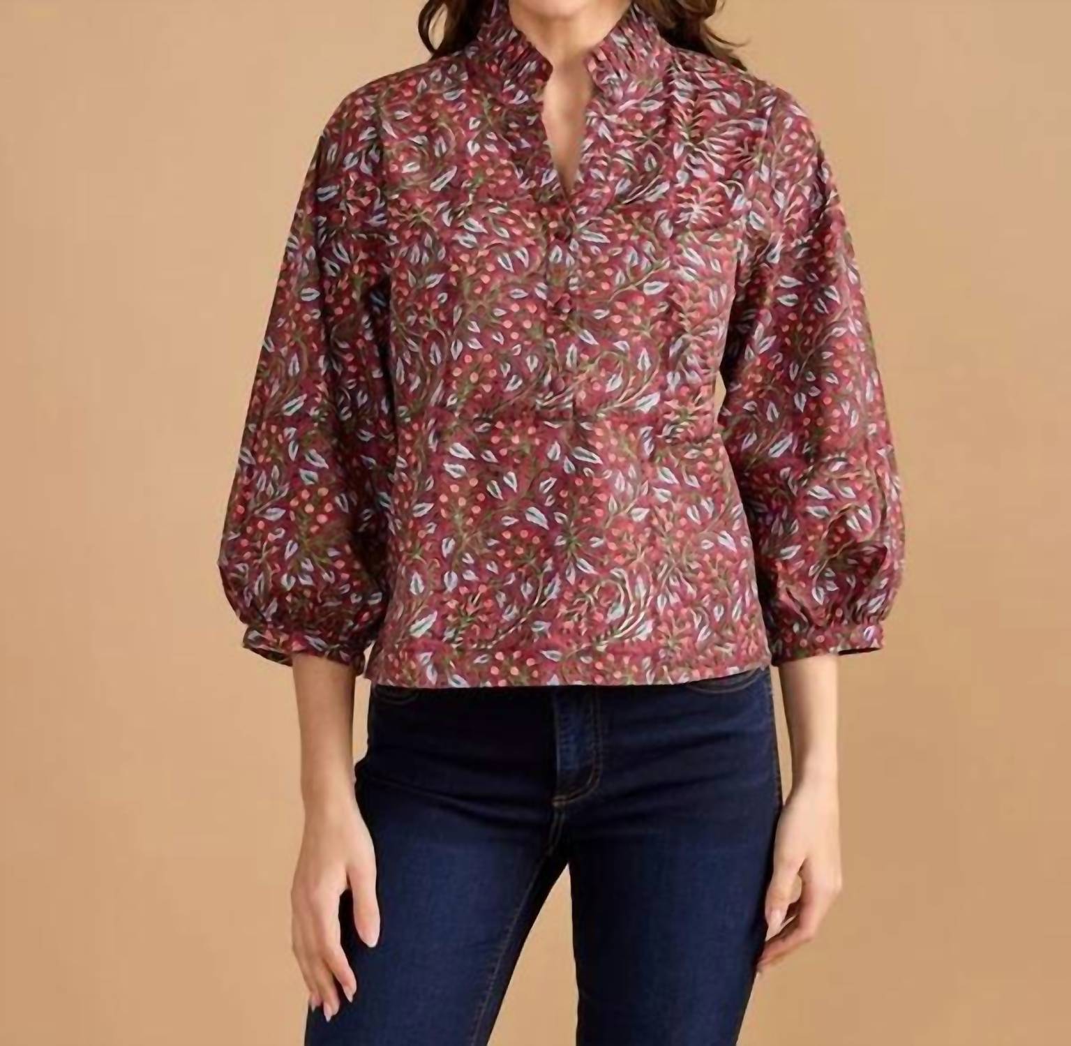 Double A - Daniella Ruffled V Neck Top