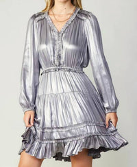 current air Metallic Luster Mini Dress in silver - women's dress