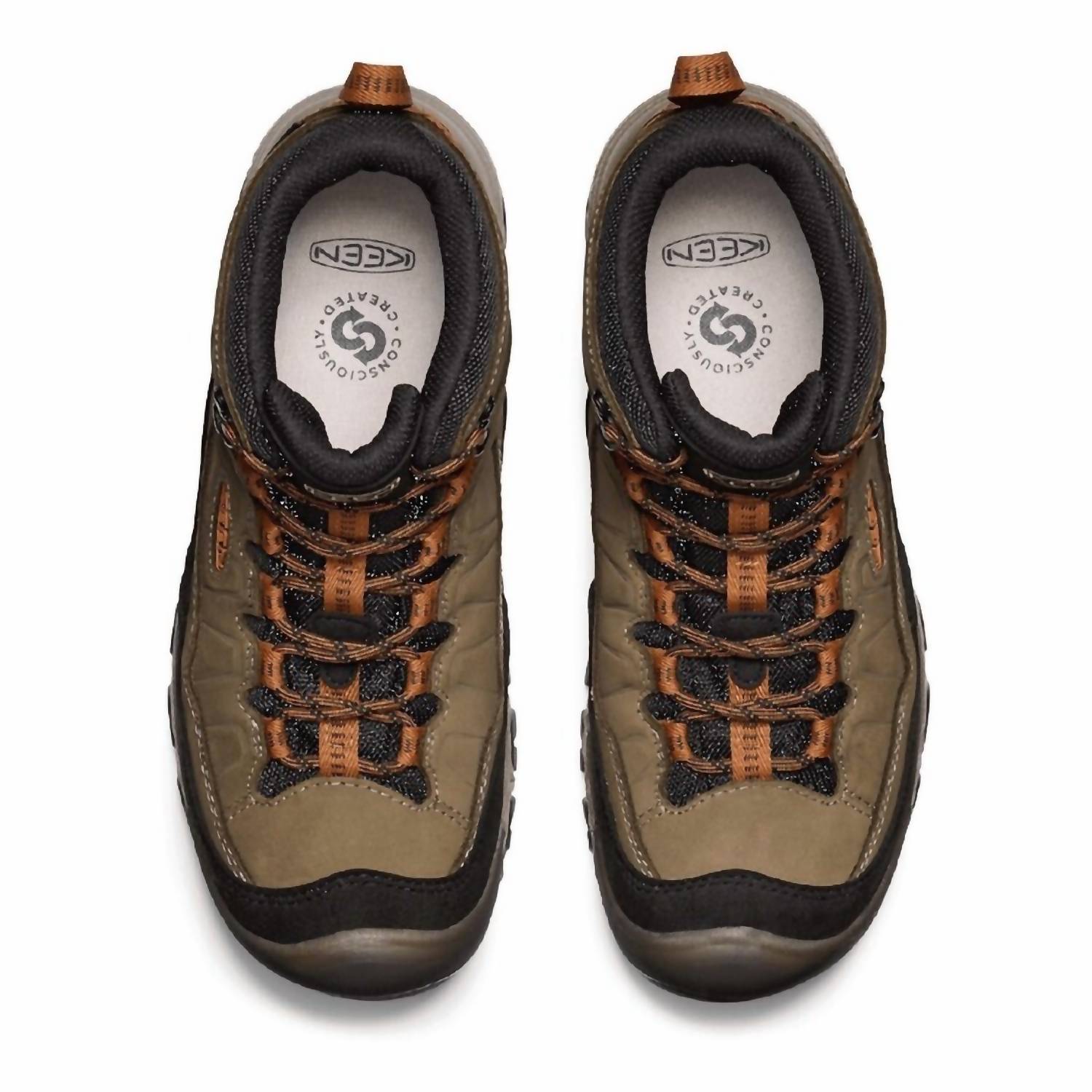 Keen Men's Targhee Mid Shoe in sea turtle roasted pecan - men's shoe - detail view