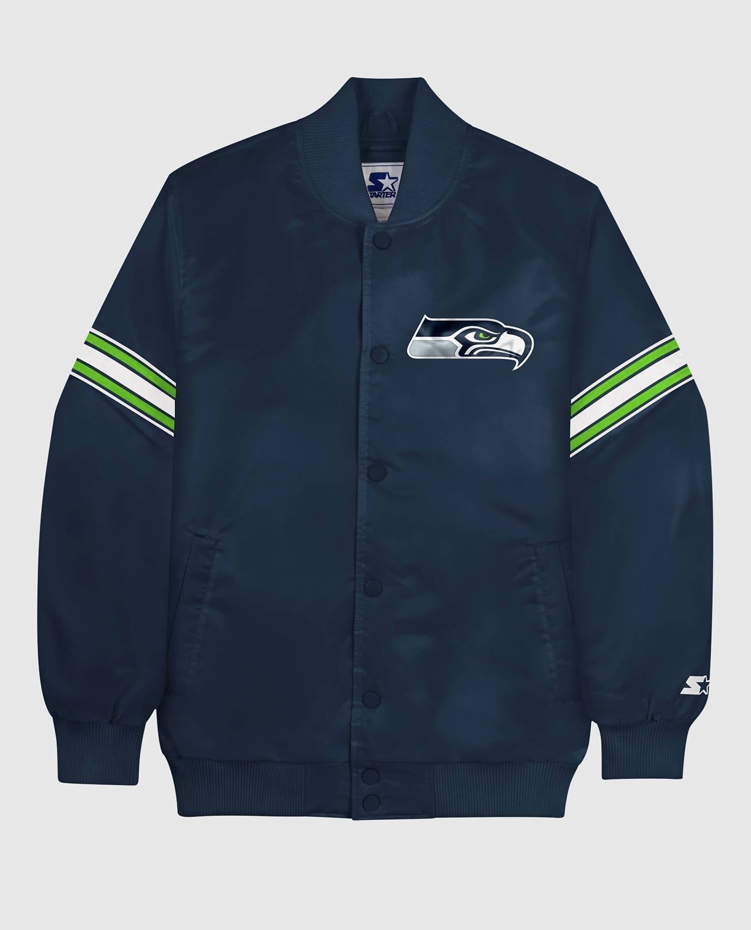 Starter - Men's Seattle Seahawks Satin Full-snap Jacket