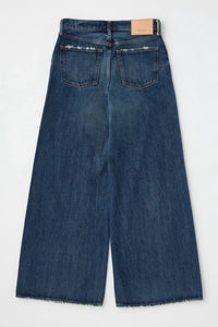 Moussy Women's Vintage Mcdavid Straight Baggy Jeans in dark blue - women's jeans - detail view