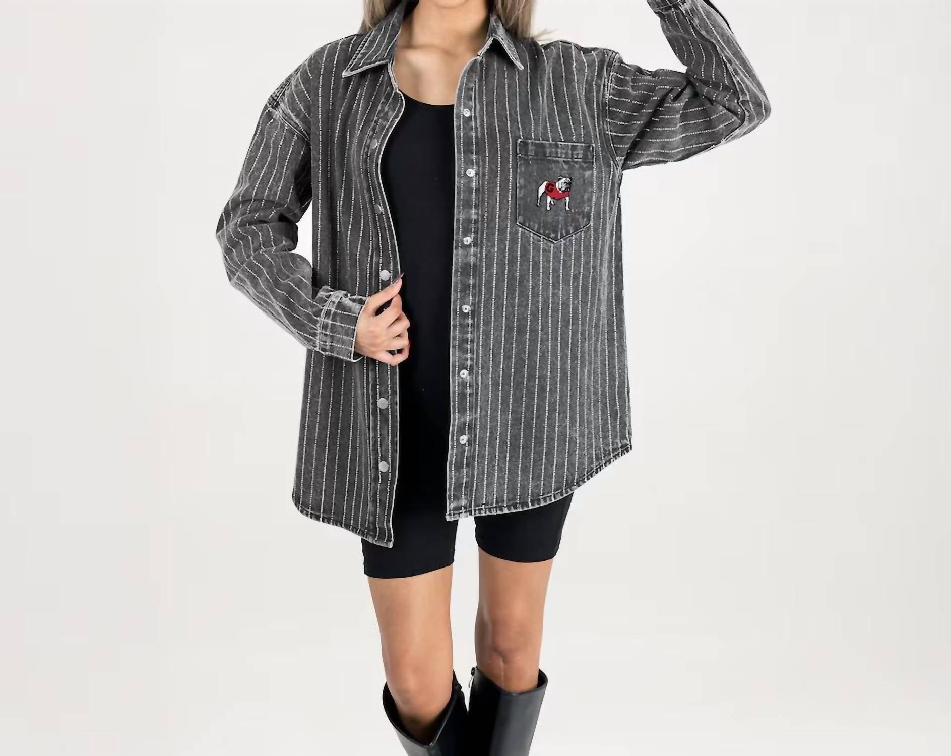 Gameday Couture - Ou Micro Rhinestone Overshirt