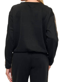 Ariella - Long Sleeve With Snakeskin Side Stripe & Drawstring Waist Jumpsuit